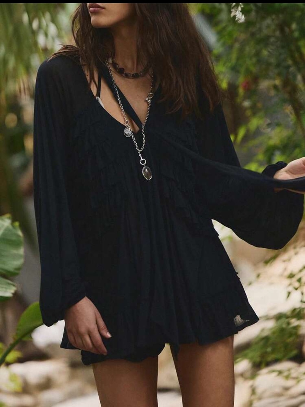 Woman’s mesh ruffle top
